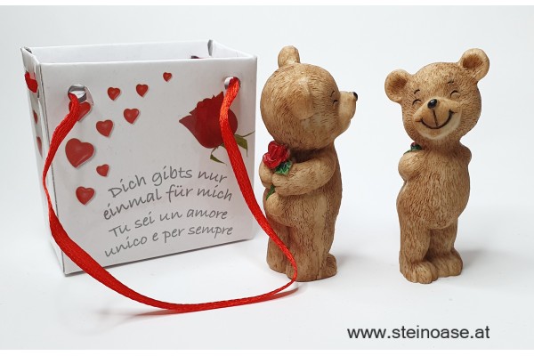 Teddy mit Rose in Geschenktüte